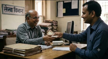 मृत कर्मचारी के पेंशन प्रकरण में रिश्वत मांगने वाला अमीन लोकायुक्त के हत्थे चढ़ा 3000 रुपये लेते रंगे हाथ ट्रैप,